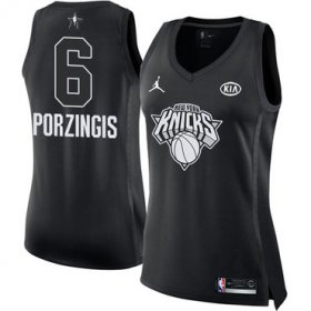 Wholesale Cheap Nike New York Knicks #6 Kristaps Porzingis Black Women\'s NBA Jordan Swingman 2018 All-Star Game Jersey