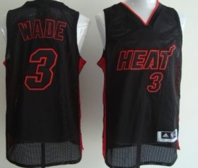 Wholesale Cheap Miami ami Heat #3 Dwyane Wade All Black With Red Swingman Jersey