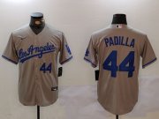 Men's Los Angeles Dodgers #44 Vicente Padilla Number Grey With los Cool Base Stitched Jerseys