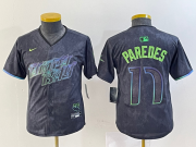 Wholesale Cheap Youth Tampa Bay Rays #17 Isaac Paredes Charcoal 2024 City Connect Limited Cool Base Jersey