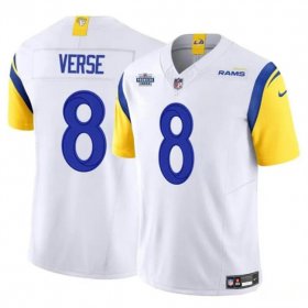 Men\'s Los Angeles Rams #8 Jared Verse White 2024 With Dradt Patch F.U.S.E Vapor Untouchable Stitched Football Jersey