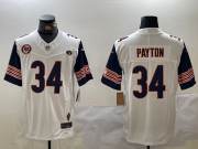 Men's Chicago Bears #34 Walter Payton Limited White Team Patch Fashion FUSE Jersey