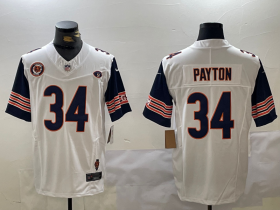 Men\'s Chicago Bears #34 Walter Payton Limited White Team Patch Fashion FUSE Jersey