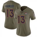 Wholesale Cheap Nike Broncos #13 KJ Hamler Olive Women's Stitched NFL Limited 2017 Salute To Service Jersey