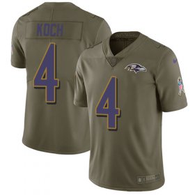 Wholesale Cheap Nike Ravens #4 Sam Koch Olive Men\'s Stitched NFL Limited 2017 Salute To Service Jersey