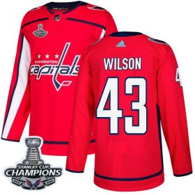 Wholesale Cheap Adidas Capitals #43 Tom Wilson Red Home Authentic Stanley Cup Final Champions Stitched NHL Jersey