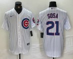 Wholesale Cheap Men's Chicago Cubs #21 Sammy Sosa White With Patch Cool Base Stitched Baseball Jersey