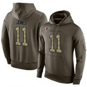 Wholesale Cheap NFL Men's Nike Atlanta Falcons #11 Julio Jones Stitched Green Olive Salute To Service KO Performance Hoodie