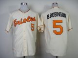 Wholesale Cheap Mitchell And Ness 1989 Orioles #5 Brooks Robinson Cream Throwback Stitched MLB Jersey