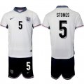 Men's England #5 John Stones 2024-25 White Home Soccer Jersey Suit