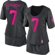 Wholesale Cheap Nike Steelers #7 Ben Roethlisberger Dark Grey Women's Breast Cancer Awareness Stitched NFL Elite Jersey