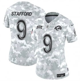 Cheap Women\'s Los Angeles Rams #9 Matthew Stafford 2024 F.U.S.E Arctic Camo Salute To Service Limited Stitched Football Jersey(Run Small)