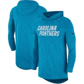 Wholesale Cheap Nike Carolina Panthers Blue Sideline Slub Performance Hooded Long Sleeve T-Shirt