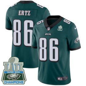 Wholesale Cheap Nike Eagles #86 Zach Ertz Midnight Green Team Color Super Bowl LII Champions Men\'s Stitched NFL Vapor Untouchable Limited Jersey