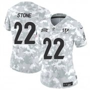 Cheap Women's Cincinnati Bengals #22 Geno Stone 2024 F.U.S.E Arctic Camo Salute To Service Limited Stitched Football Jersey(Run Small)