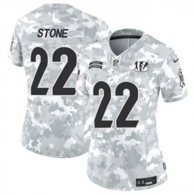 Cheap Women\'s Cincinnati Bengals #22 Geno Stone 2024 F.U.S.E Arctic Camo Salute To Service Limited Stitched Football Jersey(Run Small)