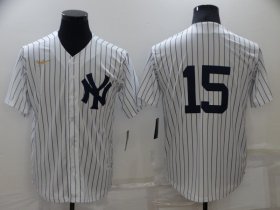 Wholesale Cheap Men\'s New York Yankees #15 Thurman Munson No Name White Throwback Stitched MLB Cool Base Nike Jersey