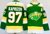 Cheap Men's Minnesota Wild #97 Kirill Kaprizov Green 2024-25 Alternate With A Patch Stitched Hockey Jersey