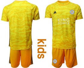 Wholesale Cheap Leicester City Blank Yellow Goalkeeper Kid Soccer Club Jersey