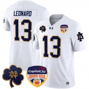 Cheap Men's Notre Dame Fighting Irish #13 Riley Leonard White F.U.S.E. 2024 Orange Bowl Patch Limited Stitched Football Jersey