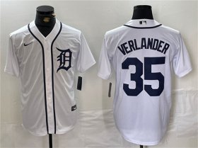 Wholesale Cheap Men\'s Detroit Tigers #35 Justin Verlander White Cool Base Stitched Baseball Jersey