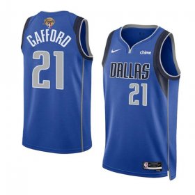 Cheap Men\'s Dallas Mavericks #21 Daniel Gafford Blue 2024 Finals Icon Edition Stitched Basketball Jersey