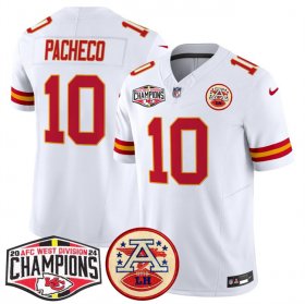 Cheap Men\'s Kansas City Chiefs #10 Isiah Pachecoy White F.U.S.E. 2024 AFC West Division Champions Vapor Limited Stitched Football Jersey