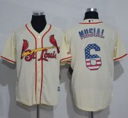 Wholesale Cheap Cardinals #6 Stan Musial Cream USA Flag Fashion Stitched MLB Jersey