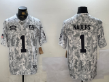 Cheap Men's New York Giants #1 Malik Nabers 2024 F.U.S.E Arctic Camo Salute To Service Limited Stitched Football Jersey