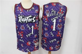 Wholesale Cheap Men\'s Toronto Raptors #1 Tracy McGrady Purple Tear Up Pack Mitchell & Ness Swingman Jeresy