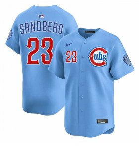 Cheap Men\'s Chicago Cubs #23 Ryne Sandberg Blue 2024-25 2nd Alternate Limited Stitched Baseball Jersey