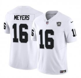 Cheap Men\'s Las Vegas Raiders #16 Jakobi Meyers White 2024 F.U.S.E 65th Anniversary Patch Vapor Stitched Football Jersey