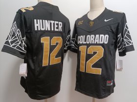 Cheap Men\'s Colorado Buffaloes #12 Travis Hunter Black Gold With XII Patch FUSE Vapor Stitched Jersey