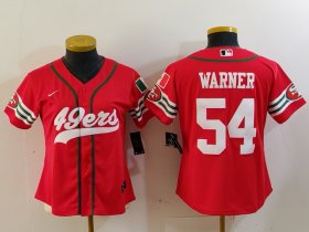 Women\'s San Francisco 49ers #54 Fred Warner Red Mexico Cool Base Stitched Baseball Jersey