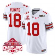 Cheap Men's Ohio State Buckeyes #18 Will Howard White 2025 CFP Final With National Champions Patch F.U.S.E. Vapor Limited Stitched Football Jersey