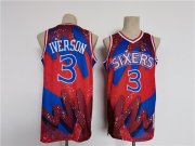 Wholesale Cheap Men's Philadelphia 76ers #3 Allen Iverson Red Black Throwback basketball Jersey