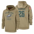 Wholesale Cheap Philadelphia Eagles #26 Miles Sanders Nike Tan 2019 Salute To Service Name & Number Sideline Therma Pullover Hoodie