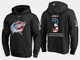 Wholesale Cheap Blue Jackets #3 Seth Jones NHL Banner Wave Usa Flag Black Hoodie