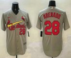 Cheap Men's St Louis Cardinals #28 Nolan Arenado Number Grey Stitched Cool Base Nike Jersey