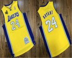 Wholesale Cheap Men's Los Angeles Lakers #24 Kobe Bryant Yellow 2009 NBA Champions Patch Hardwood Classics Jersey