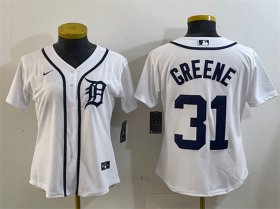 Cheap Women\'s Detroit Tigers #31 Riley Greene White Cool Base Stitched Baseball Jersey(Run Small)