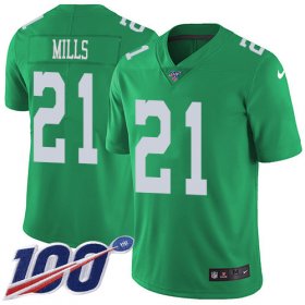 Wholesale Cheap Nike Eagles #21 Jalen Mills Green Men\'s Stitched NFL Limited Rush 100th Season Jersey