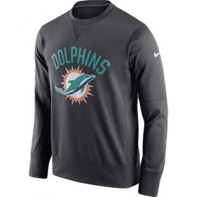 Wholesale Cheap Men\'s Miami Dolphins Nike Anthracite Sideline Circuit Performance Sweatshirt