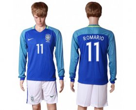 Wholesale Cheap Brazil #11 Romario Away Long Sleeves Soccer Country Jersey