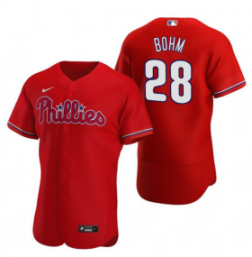 Wholesale Cheap Philadelphia Phillies #28 Alec Bohm Red Alternate Jersey