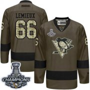 Wholesale Cheap Penguins #66 Mario Lemieux Green Salute to Service 2017 Stanley Cup Finals Champions Stitched NHL Jersey