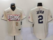 Cheap Men's New York Yankees #2 Derek Jeter Cream Limited Stitched Baseball Jerseys