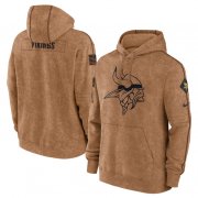 Wholesale Cheap Men's Minnesota Vikings 2023 Brown Salute to Service Pullover Hoodie