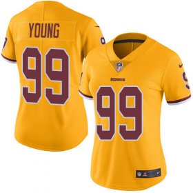 Wholesale Cheap Nike Redskins #99 Chase Young Gold Women\'s Stitched NFL Limited Rush Jersey