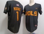 Cheap Men's Tennessee Volunteers #1 Christian Moore Grey With Patch Stitched Baseball Jersey